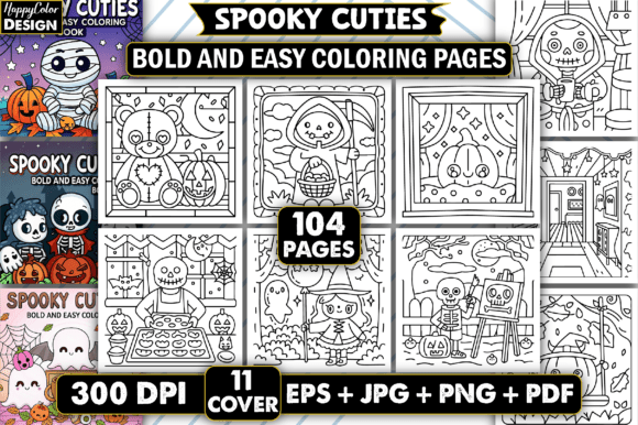 Download Spooky Cuties: Bold &amp; Easy Coloring Book - Easy coloring book Collection
