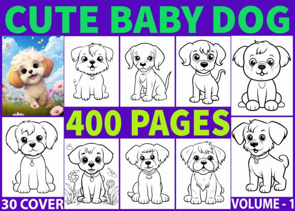 Download 400 Cute Baby Dog Coloring Pages for KDP - Cute Collection