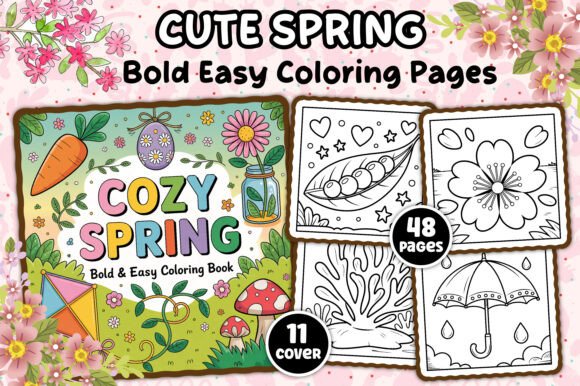Download Cute Spring Bold and Easy Coloring Book - Cute Collection