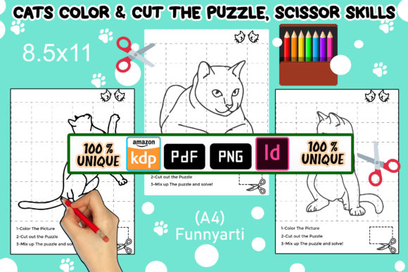Download Cute Cats Color &amp; Cut the Puzzle - Cute Collection