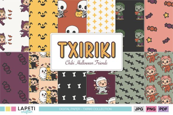 Download Cute Halloween Chibi Digital Paper Pack - Cute Collection