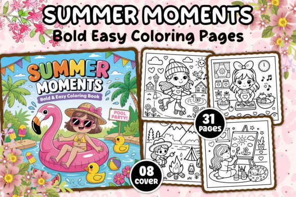 Download Summer Moments Bold &amp; Easy Coloring Book - Premium Bundle