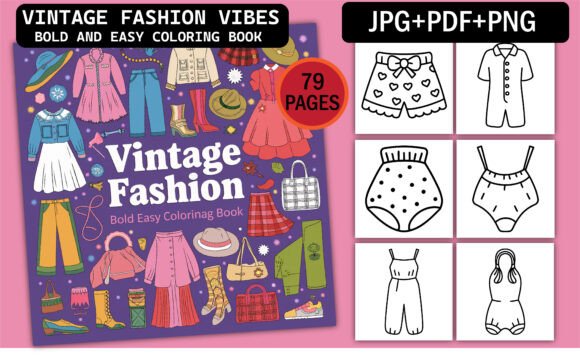 Download Vintage Fashion Bold &amp;Easy Coloring Book - Easy coloring book Collection