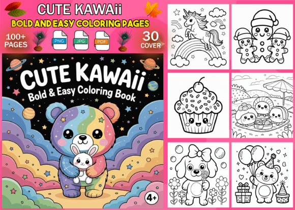 Download Cute Kawaii Bold &amp; Easy Coloring Book - Cute Collection