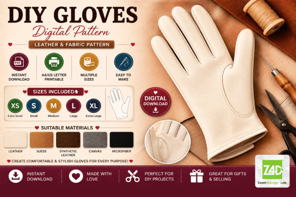 Download DIY Gloves Sewing Pattern PDF Multi Size - Pdf Collection