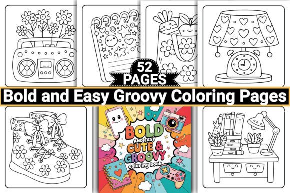 Download Cute &amp; Groovy Bold Easy Coloring Pages - Premium Resources