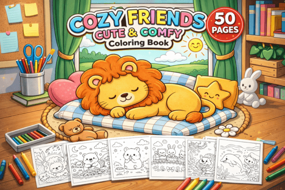 Download Cozy Friends Cute &amp; Comfy Coloring Book - Cute Collection