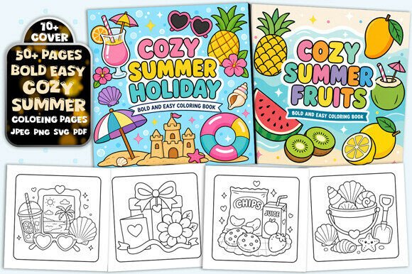 Download Cute Summer Bold and Easy Coloring Book - Cute Collection