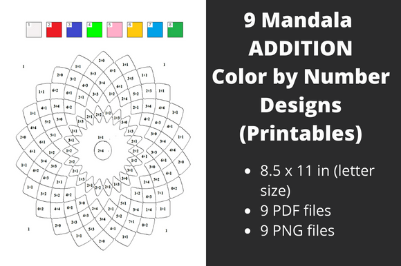 Download Addition Color by Number Mandalas - Color by number Collection