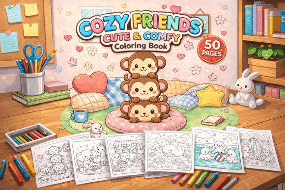 Download Cozy Friends Cute &amp; Comfy Coloring Book - Cute Collection