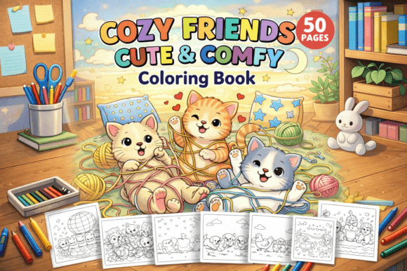 Download Cozy Friends Cute &amp; Comfy Coloring Book - Cute Collection