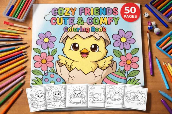 Download Cozy Friends Cute &amp; Comfy Coloring Book - Cute Collection