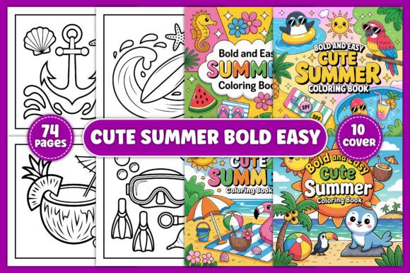 Download Bold and Easy Cute Summer Coloring Book - Cute Collection